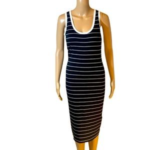 Forever 21 Black White Stripe Midi Tank Dress Size Large